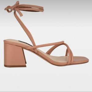 Nine West Gorg Ankle Wrap Block Heel Sandals